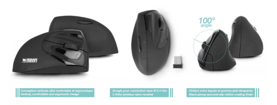 Urban Factory Ergo Mouse sans fil pour Droitier à 79.9€ - Generation Net